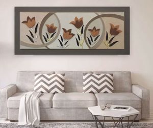 Quadro fiori decorativo per soggiorno foglia oro argento 155x65