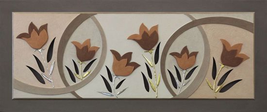 Quadro fiori decorativo per soggiorno foglia oro argento 155x65