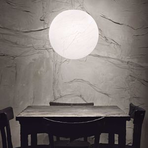 Lampadario a sospensione sfera bianca 30cm effetto carta stropicciata per tavolo soggiorno