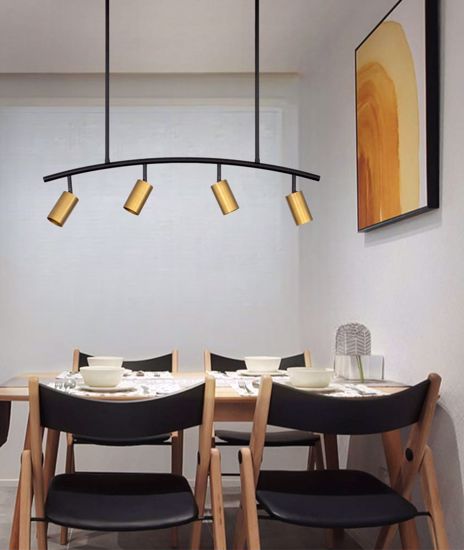 Lampadario da soffitto per cucina con faretti nero oro orientabili gu10