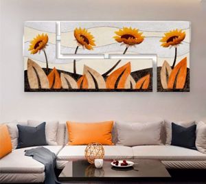 Quadro 155x65 girasoli arancioni per soggiorno moderno