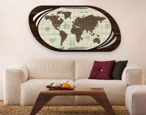 Quadro mappa del mondo planisfero legno moderno 120x60 per soggiorno