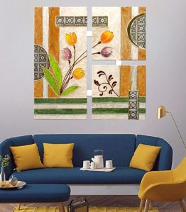 Quadro 100x100 astratto per soggiorno moderno floreale dipinto a mano