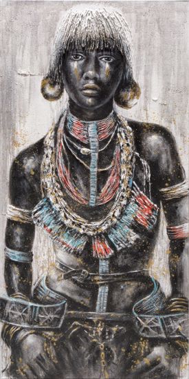Donna tribale dipinto su tela decorato verticale 80x160