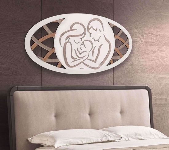 Capezzale sacra famiglia design moderna 119x59 legno quadro camera da letto