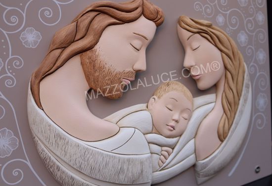 Capezzale sacra famiglia moderna 45x34 capoletto per camera da letto