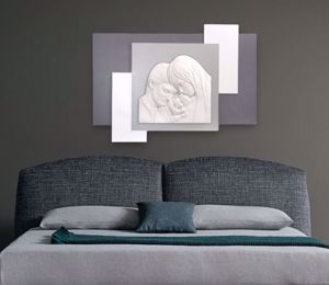 Capezzale moderno sacra famiglia bianco grigio 100x57 per camera da letto