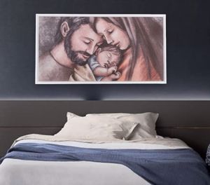 Capezzale sacra famiglia 90x60 quadro per camera da letto - 7890