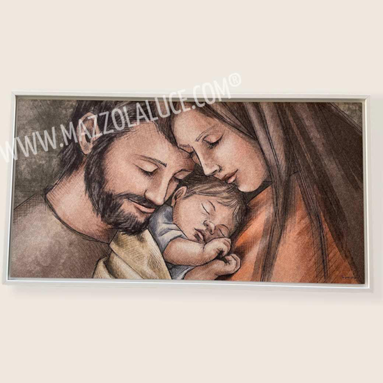 Capezzale capoletto moderno 110x60 stampa colori sacra famiglia