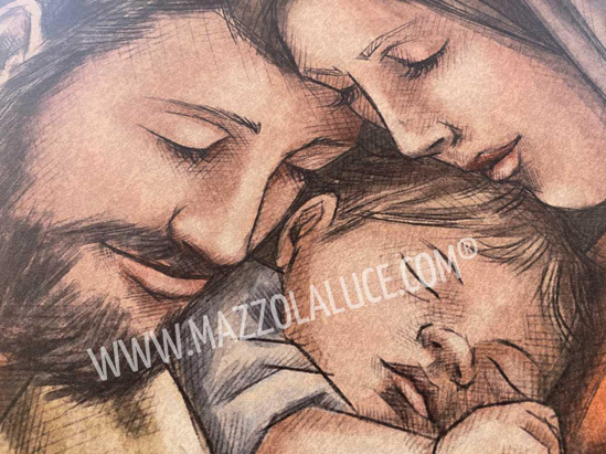 Capezzale capoletto moderno 110x60 stampa colori sacra famiglia