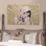 Capezzale capoletto classico maternita su tela decorata foglia oro 100x60