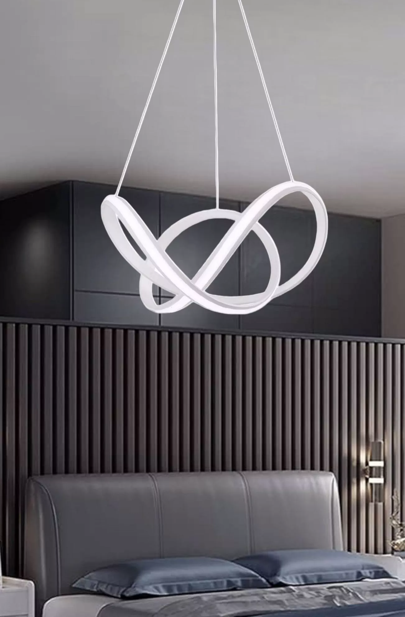 Lampadario design per camera da letto moderna bianco led 45w 3000k