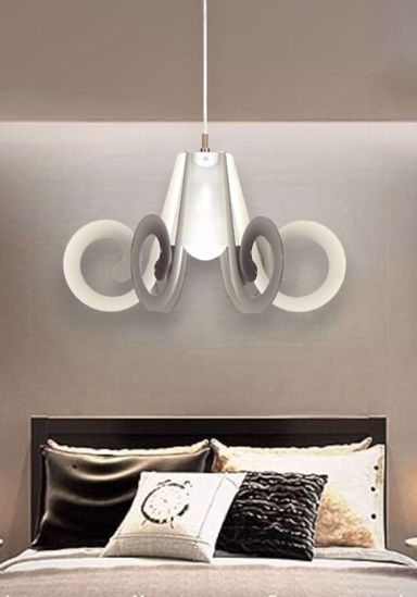Lampadario per camera da letto moderna nuance grigio materiale plastico