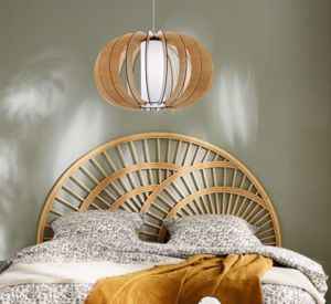 Lampadario design per camera da letto moderna effetto legno acero