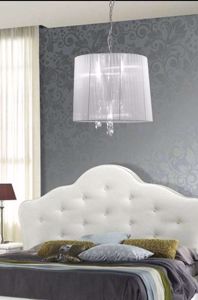Lampadario per camera da letto stile contemporaneo paralume organza grigio