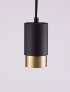 Lampada pendente per comodino camera da letto mini cilindro nero oro