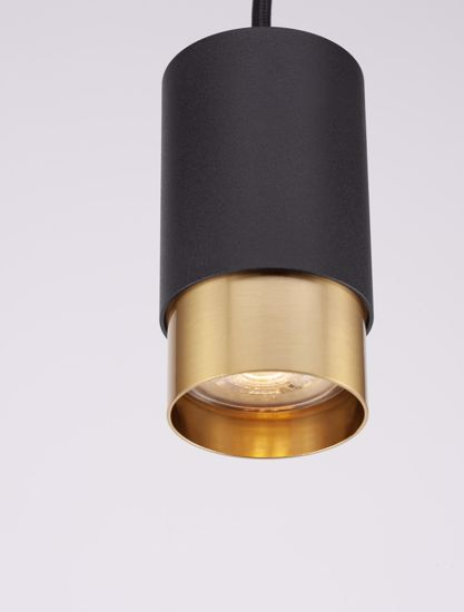Lampada pendente per comodino camera da letto mini cilindro nero oro