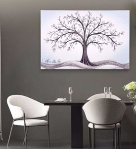 Quadretto albero della vita 80x56 grigio