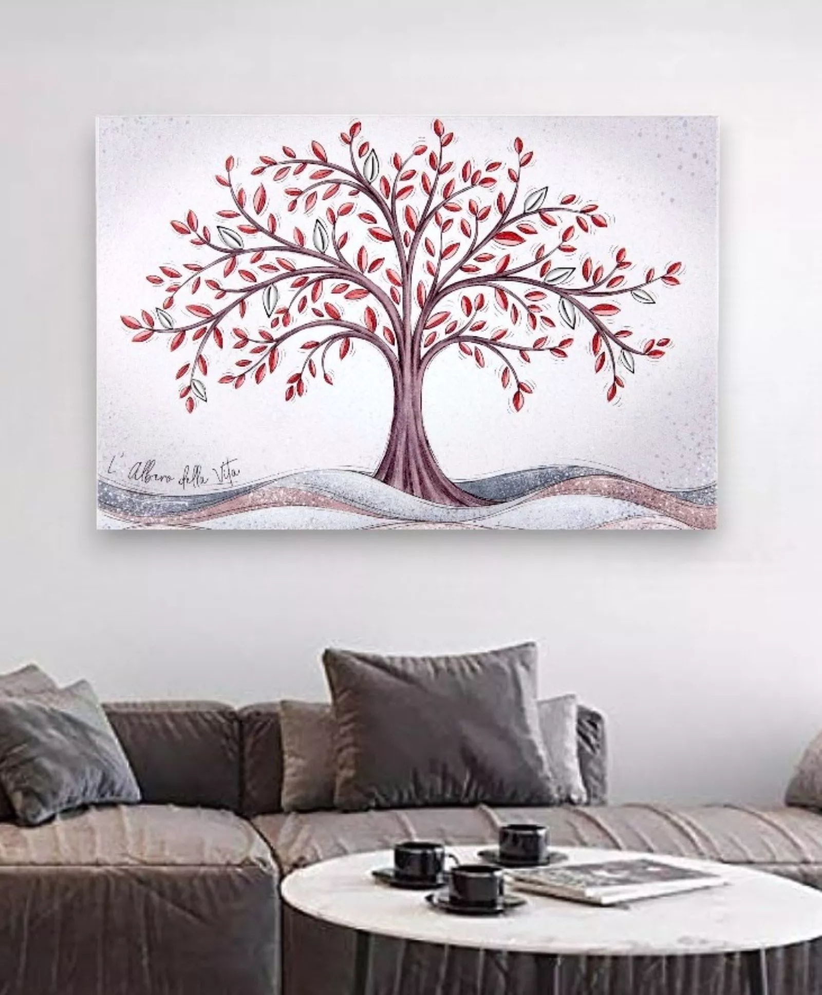Quadro albero della vita 80x56 legno decorato per soggiorno - 64AC