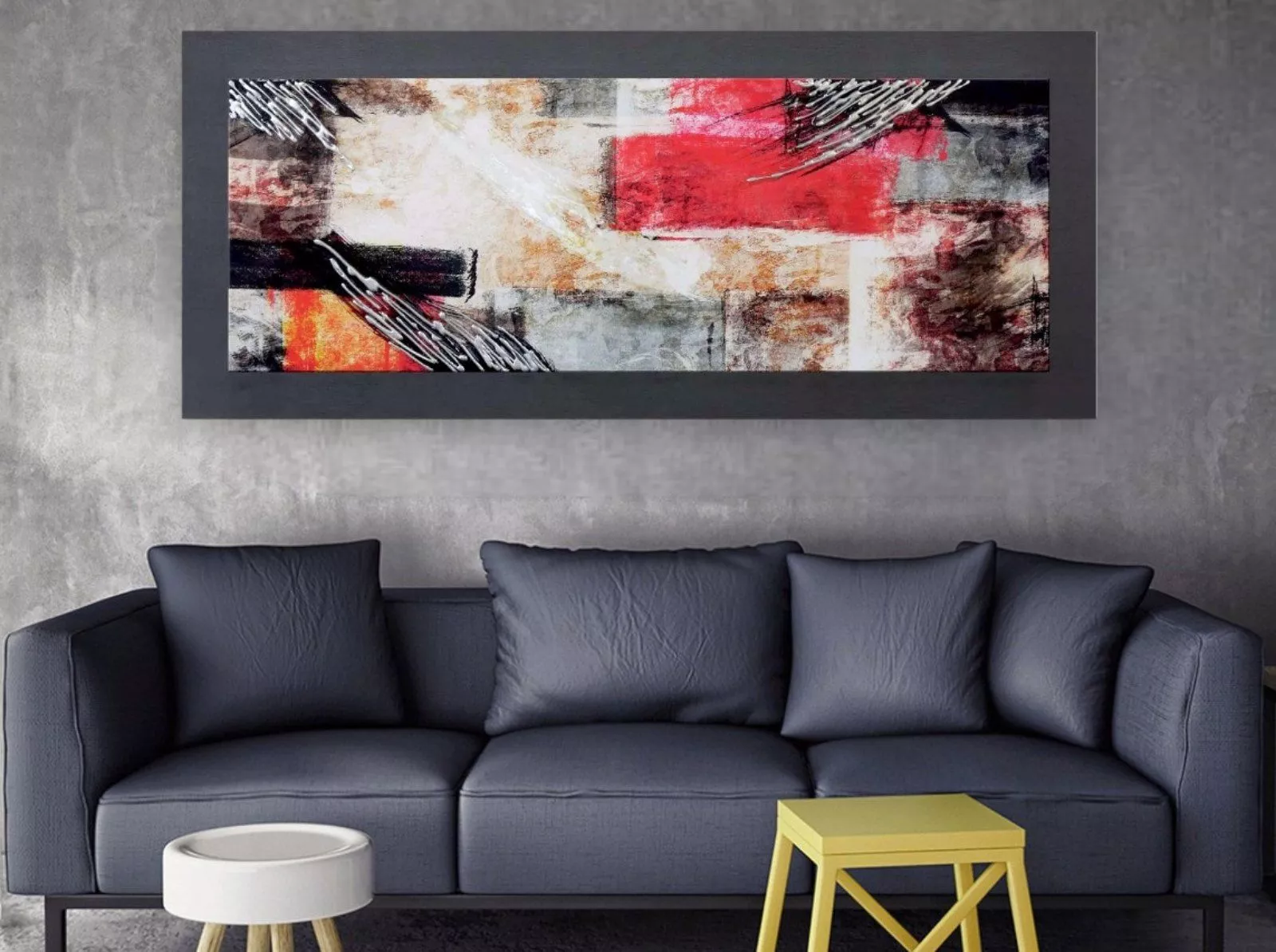 Quadro astratto moderno decorato multicolor 155x65 per soggiorno - 65EC
