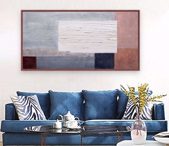 Quadro astratto moderno orizzontale con cornice dipinto 60x120 per soggiorno