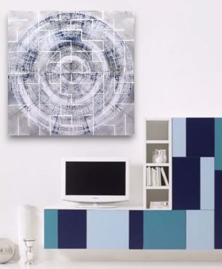 Quadro astratto 100x100 dipinto rilievo per soggiorno moderno