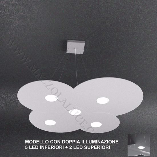 Lampadario cucina led 5+2 grigio doppia illuminazione toplight cloud