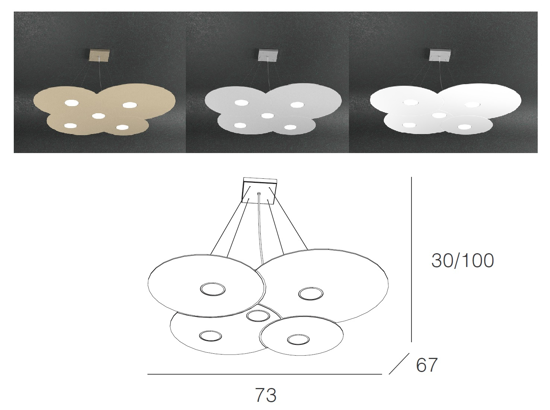 Lampadario cucina led 5+2 grigio doppia illuminazione toplight cloud