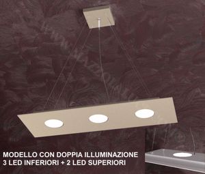Lampadario rettangolare moderno doppia luce tortora per soggiorno