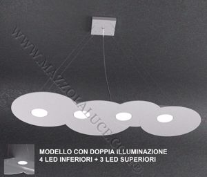 Lampadario moderno led grigio luce sopra sotto per soggiorno