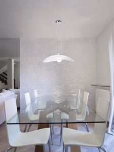 Grande lampadario cucina moderna vetro bianco design