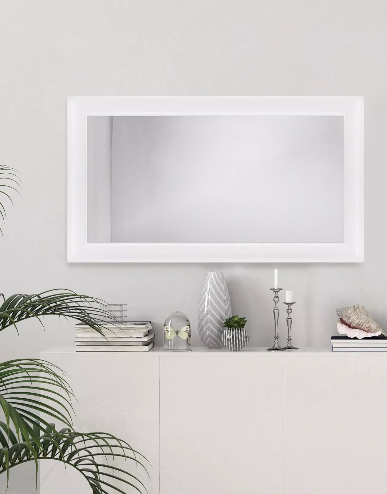 Specchio da parete 50x100 rettangolare con cornice bianca