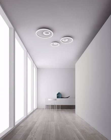 Piccola plafoniera led 3000k bianca gea luce melania due cerchi per soggiorno moderno