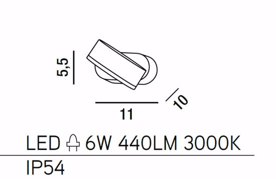 Applique da esterno orientabile led 6w 3000k nero ip54 candy perenz illuminazione