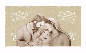 Capoletto 80x40 quadro sacra famiglia stampa su ecopelle