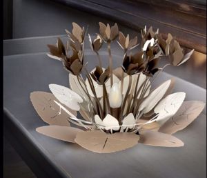 Lampada da tavolo soprammobile floreale avorio bronzo
