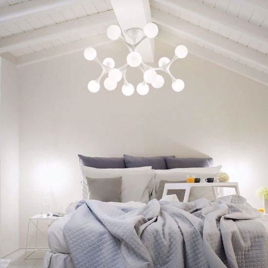 Nodino ideal lux plafoniera moderna bianca 9 luci per soggiorno