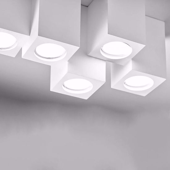 Plafoniera moderna di gesso per soggiorno 5 luci cubi design squadrato