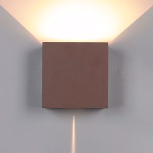 Applique cubo xl corten marrone da esterno 20w 3000k ip65 fasci luce regolabili