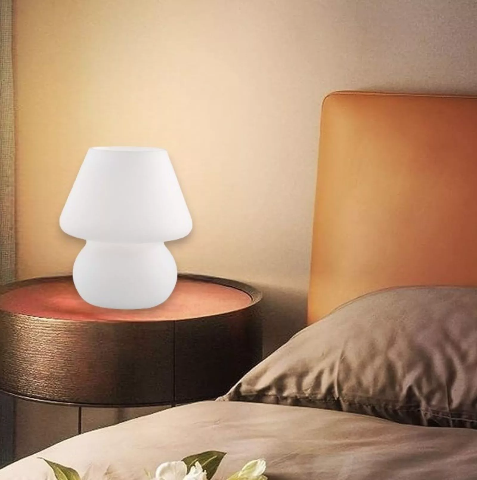 Abat jour vetro bianco moderna lampada comodino per camera da letto -  PRATOTL1SMABIAN