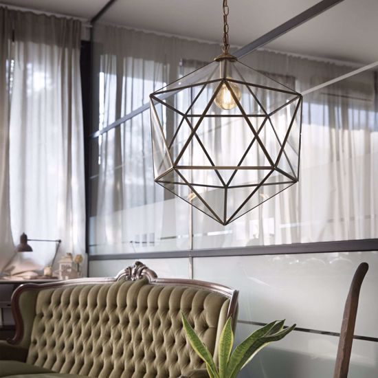 Deca sp1 big ideal ux lampada a sospensione design geometrico 55cm metallo brunito vetro