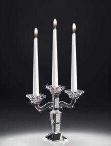 Candeliere candelabro da tavola vetro cristallo inserti foglia argento 3 fiamme