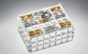 Cofanetto scatola portagioie cristallo mosaico trasparente argento oro