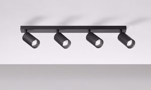 Plafoniera nera con spot 4 luci orientabili gu10 led da parete soffitto isyluce