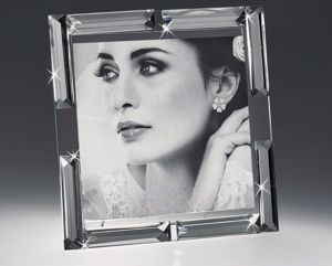 Cornice portafoto da tavolo design di vetro cristallo trasparente foto 20x20 cm