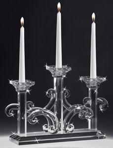 Candelabro tre fiamme da tavola candeliere di vetro cristallo