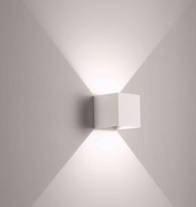 Isyluce applique led cubo 16w da interno esterno 3000k ip54 bianco fasci luce orientabili