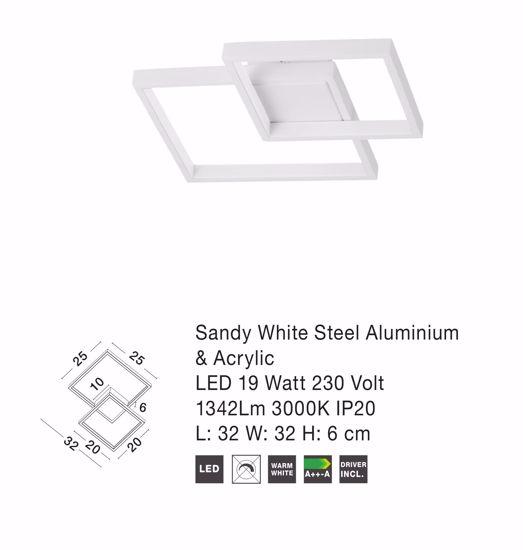 Plafoniera quadrati bianchi moderna 19w 3000k design geometrico