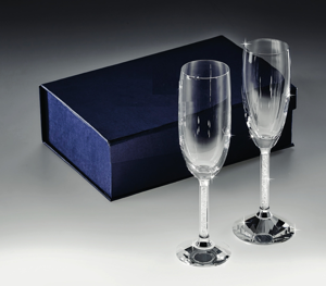 Flute champagne coppia di bicchieri calici di vetro cristallo