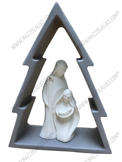 Presepe statuina di natale bianco grigio soprammobile natalizio